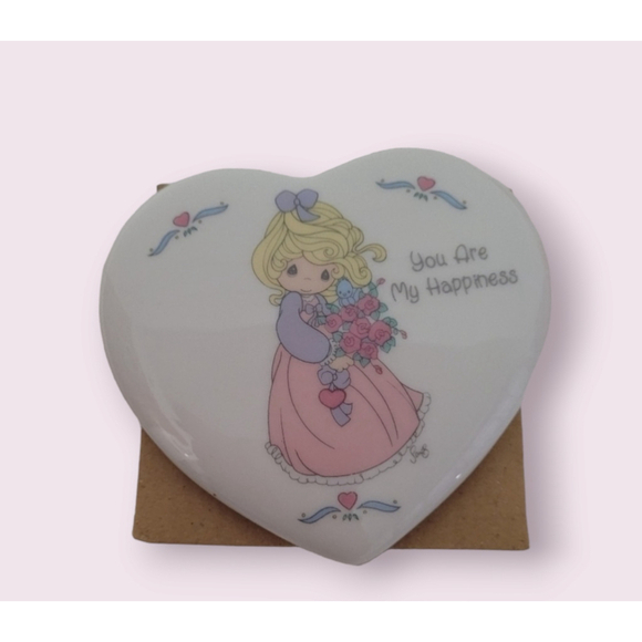 Vintage 1995 Precious Moments Jewelry Box Heart Shaped White Pink (NEW) - Picture 7 of 12